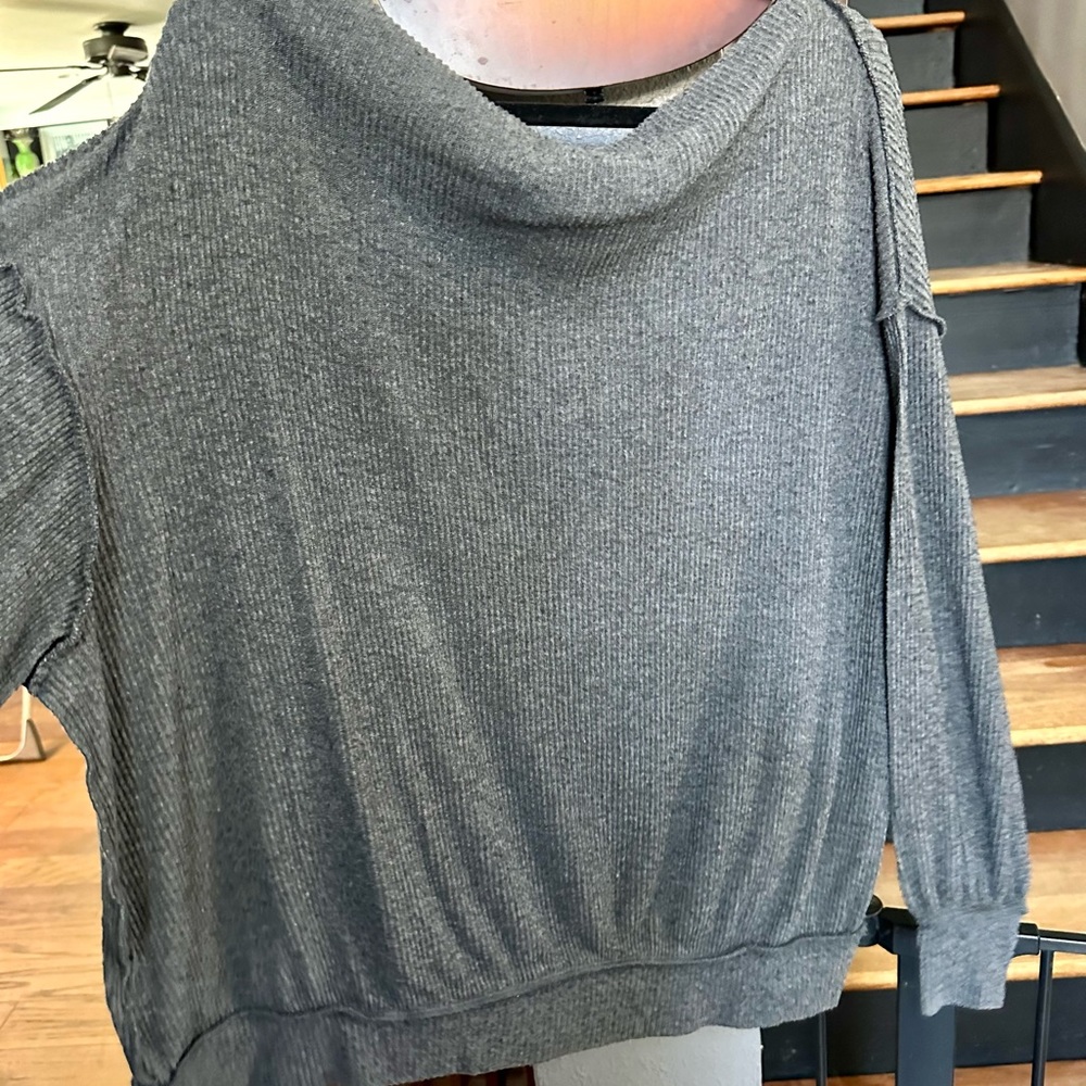 We The Free People Main Squeeze Hacci long sleeve off shoulder top